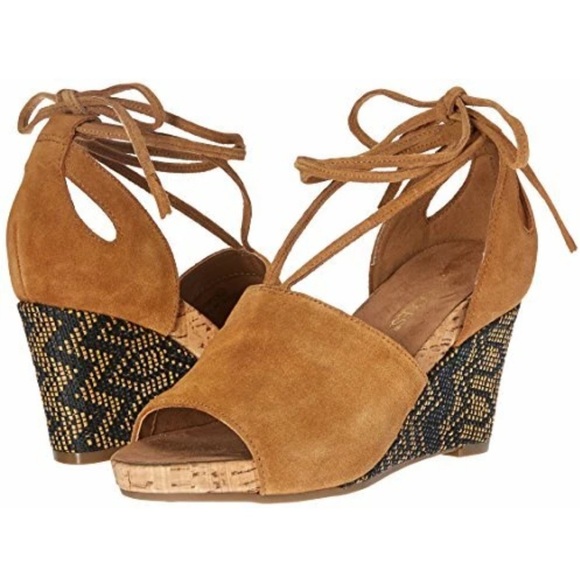AEROSOLES Shoes - “Aerosoles” Spring Plush Suede Leather Wedge Tie Sandals